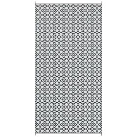 Outdoor Rug 9'x18' Reversible, RV Camping, Black & White Clover, Portable Design