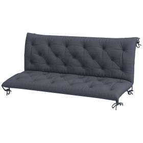 Outdoor Bench Cushion Tufted 3-Seater for Swing Chair Patio Sofa Dark Gray