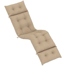 Outdoor Chaise Lounge Cushion, Tufted Thick Patio Lounge Chair Cushion with Ties, 74.8" x 22" x 4", Beige