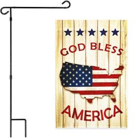 Combo Pack Garden Flag Stand Black 36x16 Inch & Garden Flag God Bless America USA Flag Map 12x18 Inch
