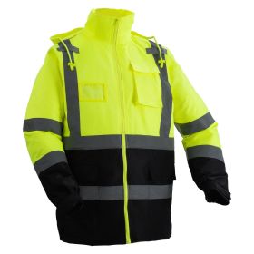 VEVOR High Visibility Reflective Safety Jacket, Waterproof Safety Hoodie, Work Construction Coat with Pockets for Men & Women