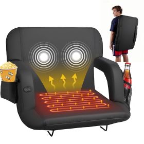 VEVOR Stadium Seat, 25 inch Heated Stadium Chair, Bleacher Seat Heated with 4 Pockets for Bleachers