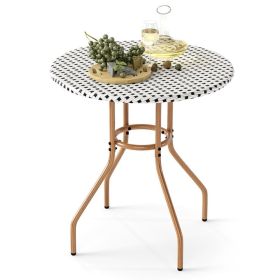 27.5 inch Outdoor Bistro Table with Heavy Duty Metal Frame and Adjustable Foot Pads