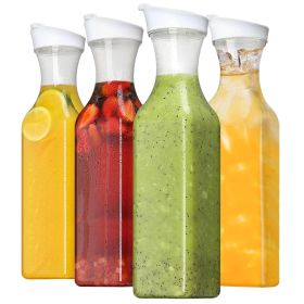 4 Pack 50Oz Water Carafes with Flip Top Lids Square Juice Containers for Fridge Plastic Clear Pitchers for Water Iced Tea Juice Lemonade Milk Col