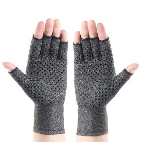 Dispensing Pressure Gloves Half Finger Hand Inflammation Joint Protection Cycling Gloves (Color: Grey, size: L)