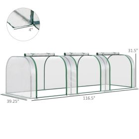 Portable Tunneled Greenhouse With 3 Zippered Doors, WaterUV Fighting PVC Cover (Option: Dark Green Clear)